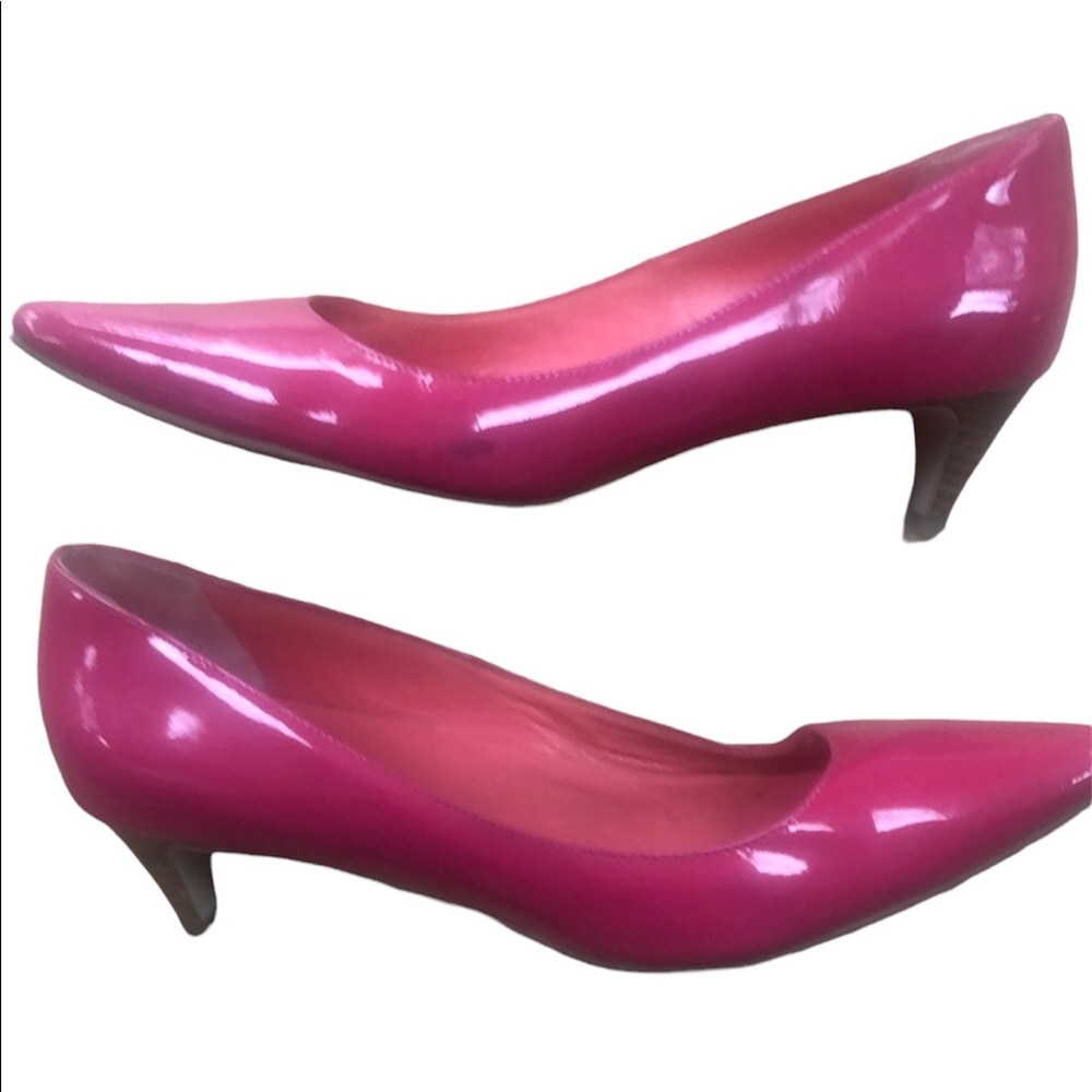 Cole Haan Nike Air Pink Patent Wood Kitten Heel Size 8.5